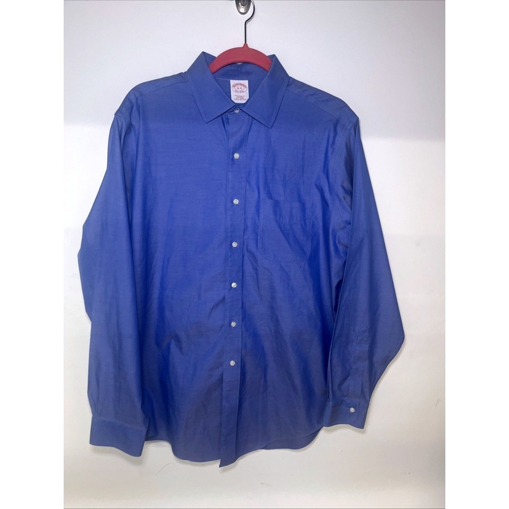 Brooks Brothers 1818 Non-Iron Dress Shirt Blue 16-35 Traditional Fit Cotton